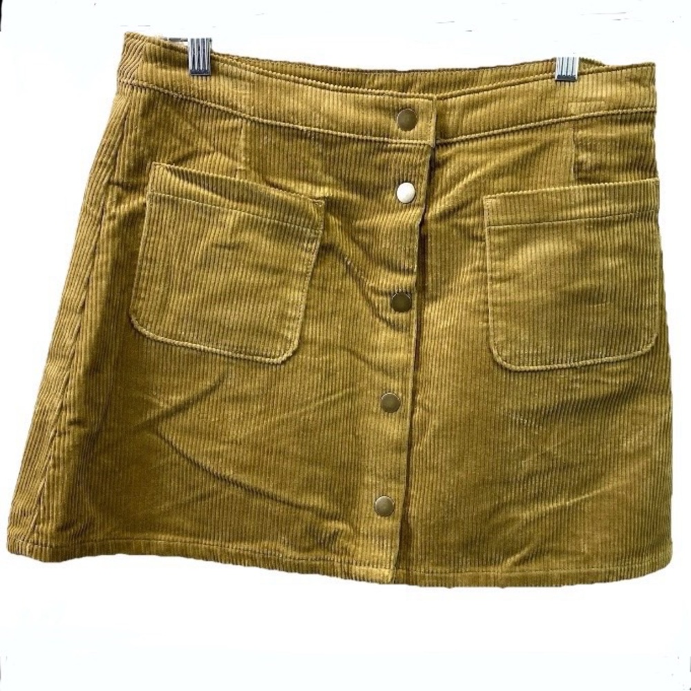 Arizona Jean Co Corduroy Skirt Front Snaps Pockets Autumn Tan Preppy Size 13 NWT